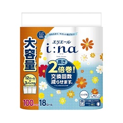 エリエールi:na(イーナ)トイレットティシュ-100m18ロール香りあり