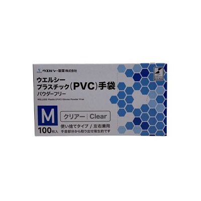 ウェルシーPVCグローブ100枚　20箱入り　Mサイズ